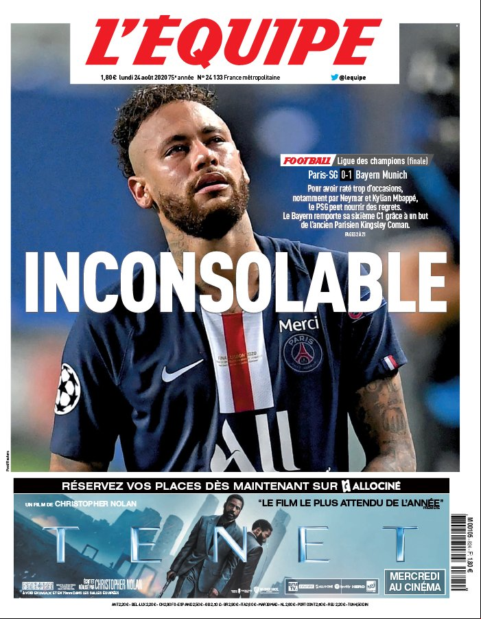 L’equipe du 24 Aout 2020