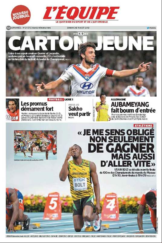 L'Equipe du Dimanche 11 Août 2013