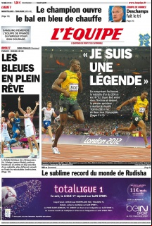L'equipe Edition du 10 Août 2012
