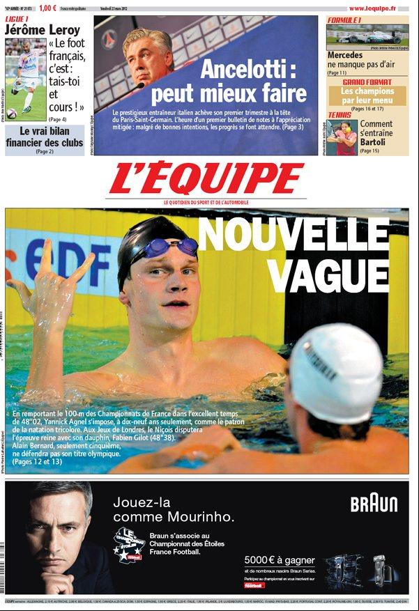 L'Equipe edition du 23 Mars 2012