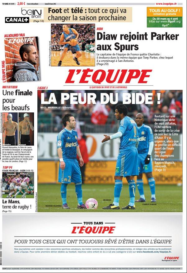 L'Equipe edition du 24 Mars 2012