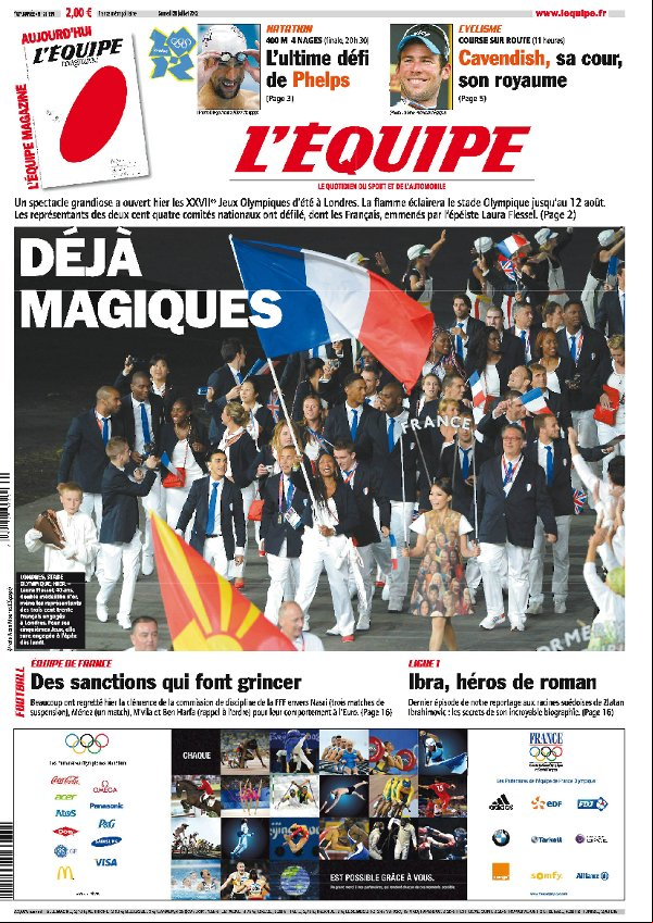 L'equipe Edition du 28 Juillet 2012