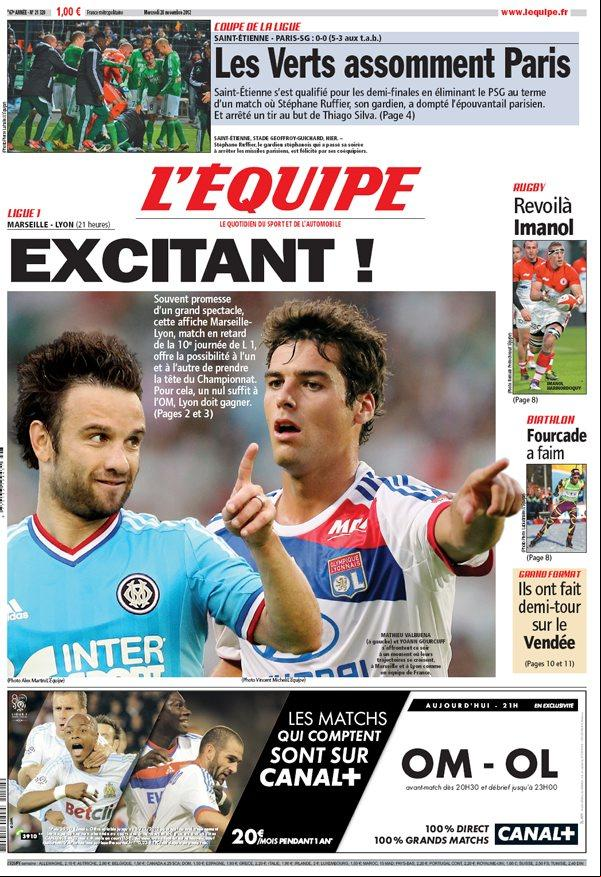 L'equipe Edition du 28 Novembre 2012