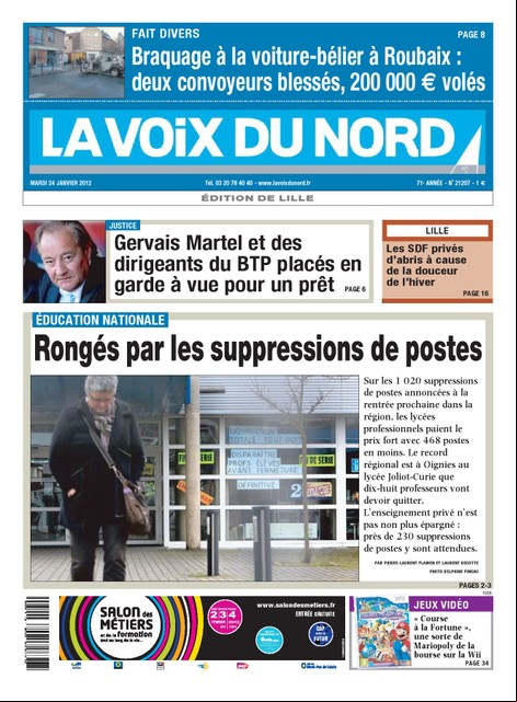 La Voix du Nord Edition de Lille du 24 Janvier 2012