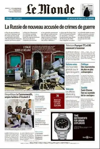 Le Monde du 18 Septembre 2022