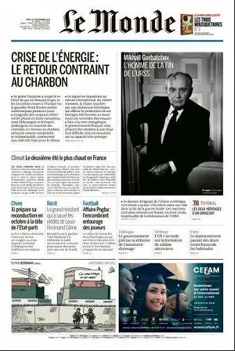 Le Monde du 1er Septembre 2022