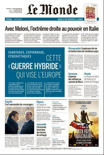 Le Monde du 23 Octobre 2022