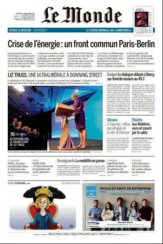 Le Monde du 7 Septembre 2022