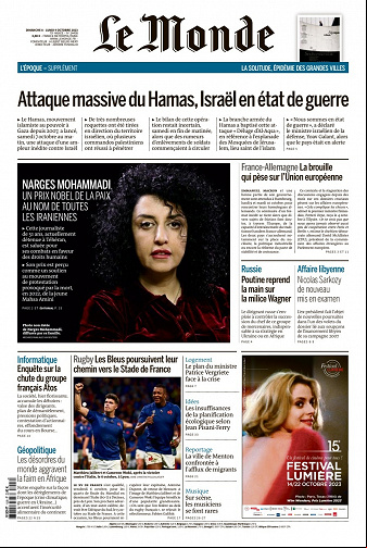 Le Monde du Dimanche 8 et Lundi 9 Octobre 2023