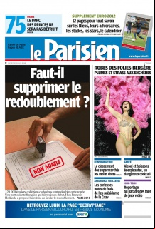 Le Parisien + Cahier de Paris du 08 Juin 2012