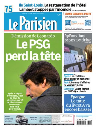 Le Parisien + cahier Paris du jeudi 11 juiullet 2013 -PDF-