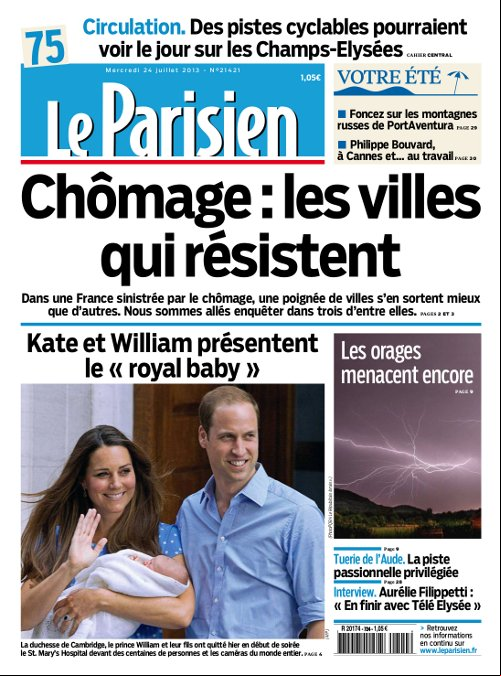 Le Parisien et Cahier Paris du mercredi 24 Juillet 2013